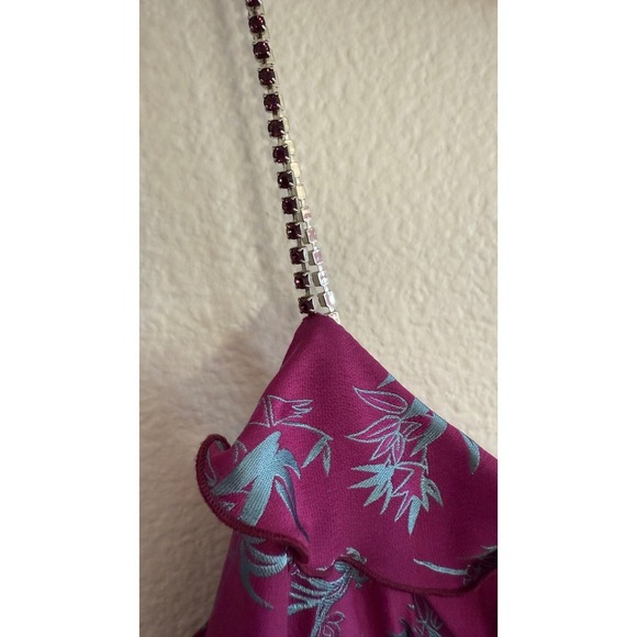 Nanette Lepore VINTAGE Y2K Silk Dress Sz 12P Rhinestone Straps - Picture 11 of 15